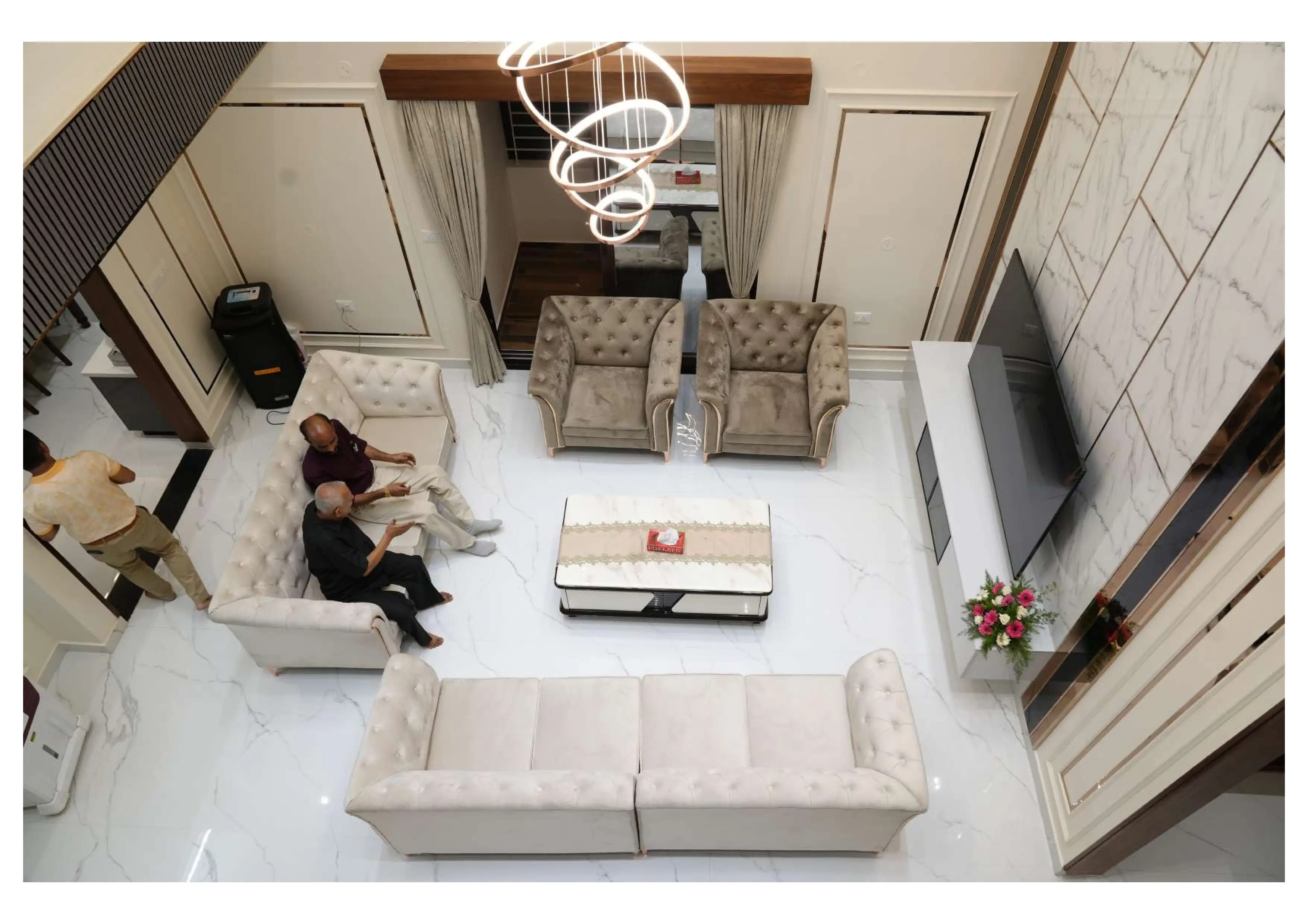 Open plan living and dining area design